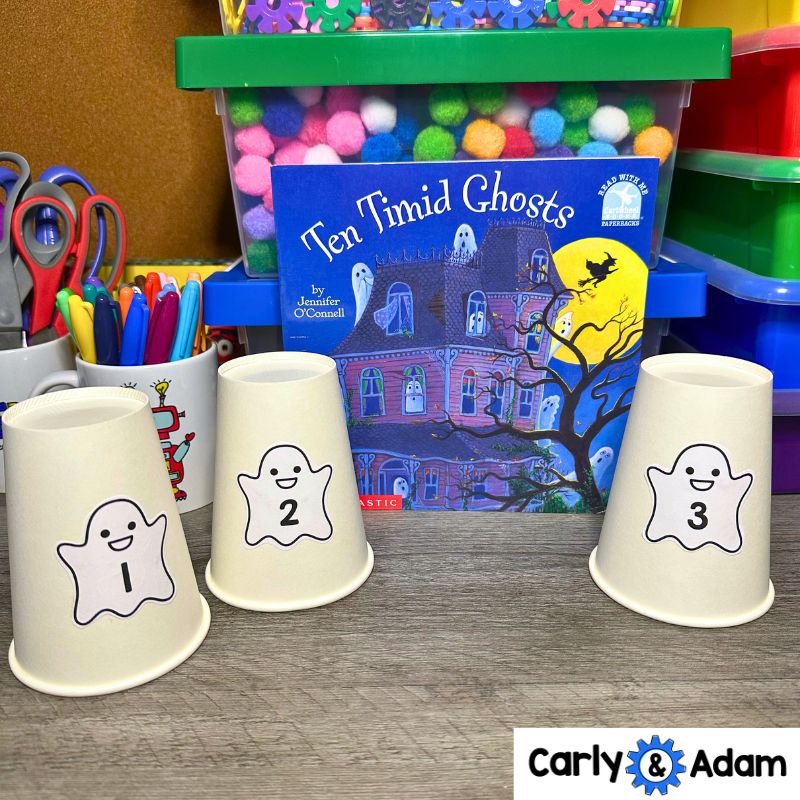 Ten Timid Ghosts Pre-K Halloween Counting STEM Activity