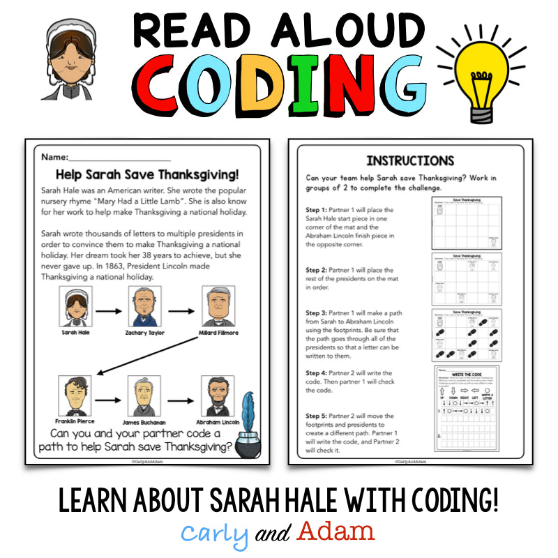 Thank You Sarah Thanksgiving Unplugged Coding Activity