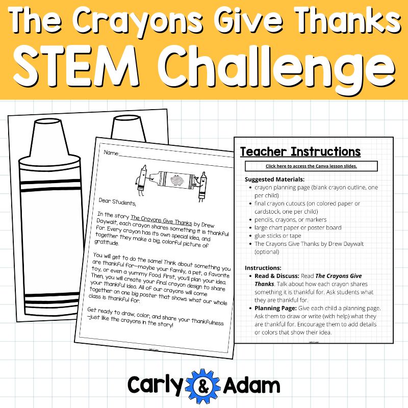 The Crayons Give Thanks Thanksgiving STEM Activity