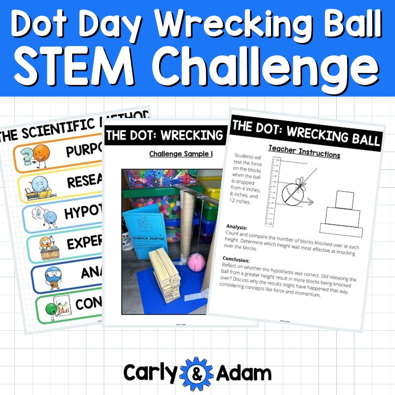 4th Grade Dot Day STEM Wrecking Ball The Dot by Peter Reynolds Activity