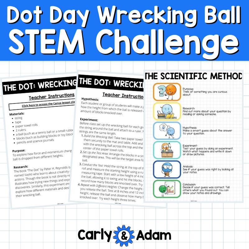 4th Grade Dot Day STEM Wrecking Ball The Dot by Peter Reynolds Activity