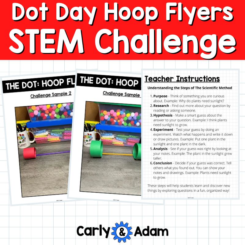 2nd Grade Dot Day STEM Hoop Flyers The Dot by Peter Reynolds Activity