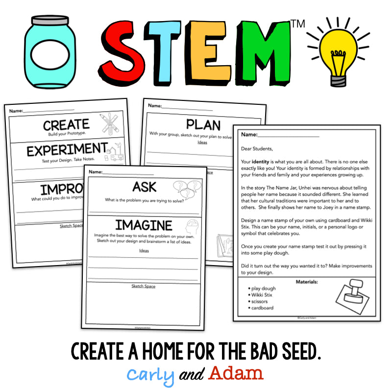 The Name Jar Activity Name Tag Stamp Craft STEM Challenge