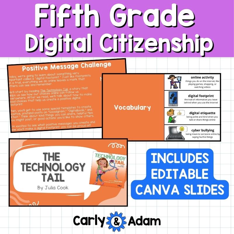 5th Grade Digital Citizenship Activity Online Safety The Technology Tail Book