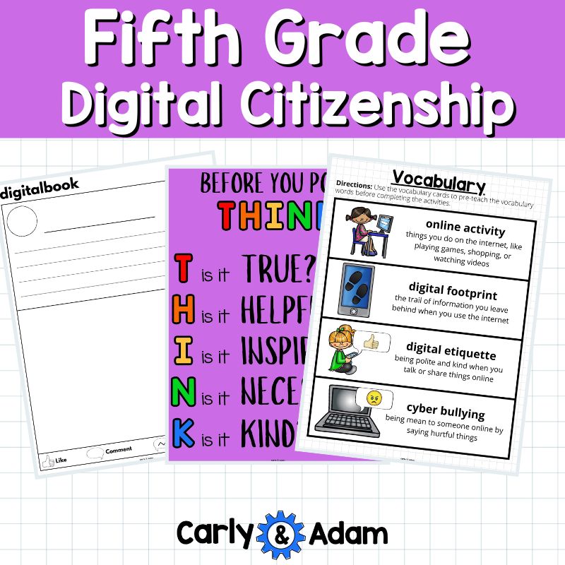 5th Grade Digital Citizenship Activity Online Safety The Technology Tail Book