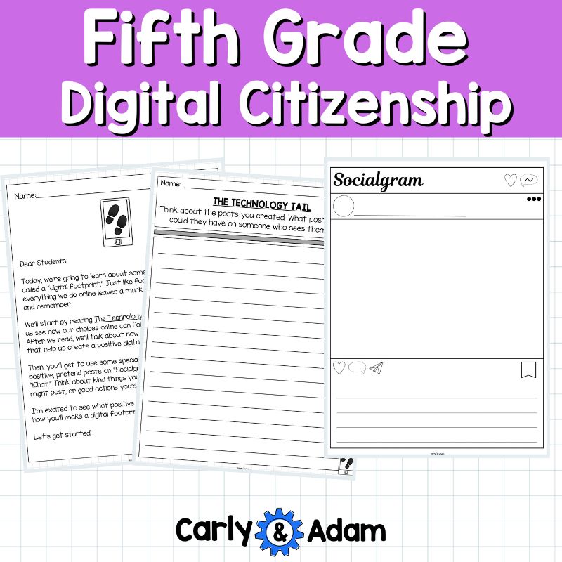 5th Grade Digital Citizenship Activity Online Safety The Technology Tail Book