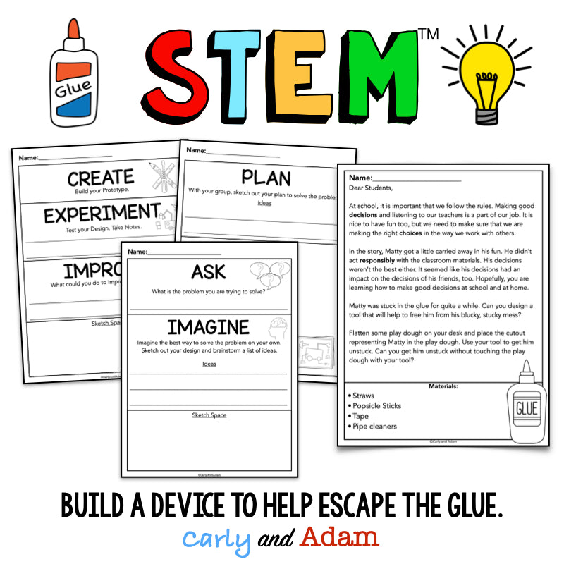 Too Much Glue Decision Making SEL Activity and Read Aloud STEM Challenge