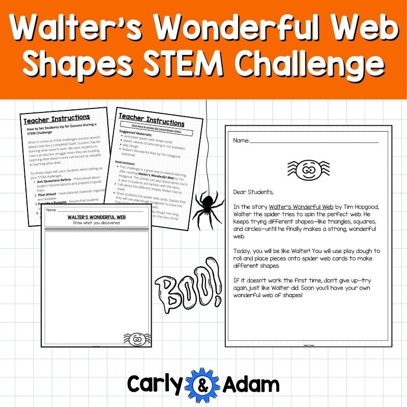 Walter’s Wonderful Web Activity - Pre-K Halloween STEM Shapes Challenge